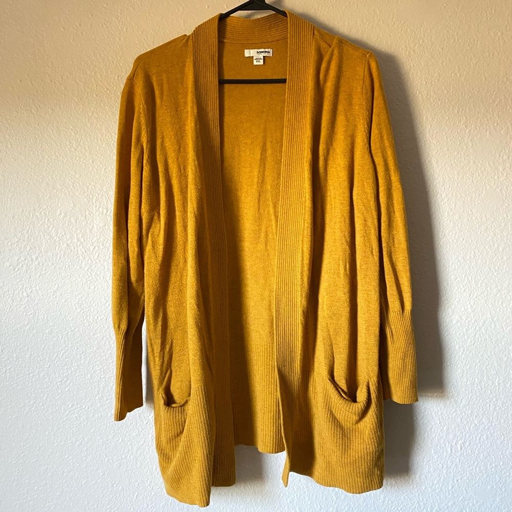 Sonoma mustard knit cardigan with pockets